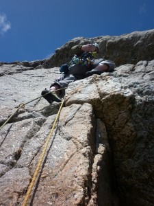 The move up to the left leading crack on the brilliant P2 of Bishops Rib